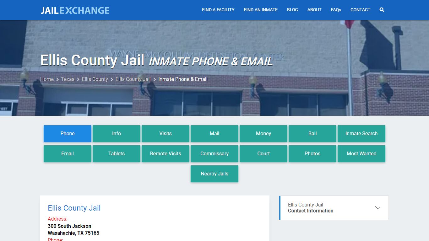Inmate Phone - Ellis County Jail, TX - Jail Exchange